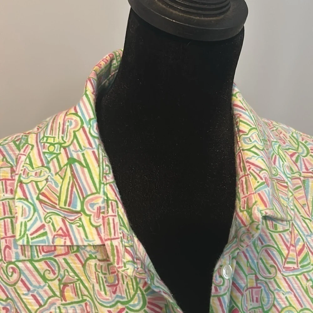 Lily Pulitzer large 3/4 button down  F - Picture 6 of 8